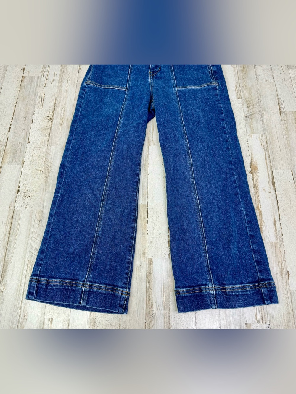 Mica Jeans Women's 29 (28x24) Dark Wash Blue Wide Leg Capri Stretch - Picture 3 of 11